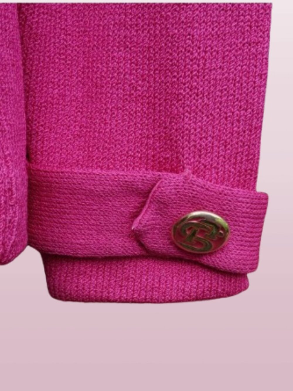 St. John by Marie Gray Magenta Pink Santana Knit Gold Button Blazer | Size 6 - Picture 8 of 9